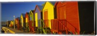Framed Beach huts in a row, St James, Cape Town, South Africa