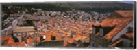 Framed High angle view of a city as seen from Southwest side of city wall, Dubrovnik, Croatia