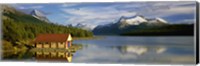 Framed Boathouse at the lakeside, Maligne Lake, Jasper National Park, Alberta, Canada