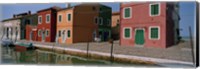 Framed Houses along a canal, Burano, Venice, Veneto, Italy