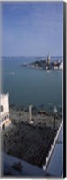 Framed Church and bell tower from St Mark's Campanile, Canale di San Marco, Doges Palace, San Giorgio Maggiore, Venice, Veneto, Italy