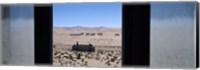 Framed Mining town viewed through a window, Kolmanskop, Namib Desert, Karas Region, Namibia