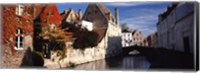 Framed Houses along a channel, Bruges, West Flanders, Flemish Region, Belgium