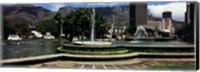 Framed Fountain with Table Mountain in the background, Cape Town, Western Cape Province, South Africa
