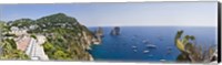 Framed Boats in the sea, Faraglioni, Capri, Naples, Campania, Italy