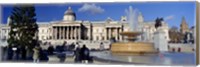 Framed Fountain with a museum on a town square, National Gallery, Trafalgar Square, City Of Westminster, London, England