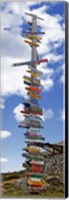 Framed Sign post showing distances to various countries, Stanley, Falkland Islands