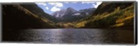 Framed Lake with mountain range in the background, Aspen, Pitkin County, Colorado, USA