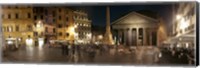 Framed Town square with buildings lit up at night, Pantheon Rome, Piazza Della Rotonda, Rome, Lazio, Italy