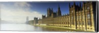 Framed Government building at the waterfront, Houses Of Parliament, Thames River, London, England