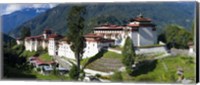 Framed High angle view of a fortress in the mountains, Trongsa Dzong, Trongsa, Bhutan