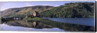 Framed Eilean Donan Castle with reflection in the water, Highlands Region, Scotland