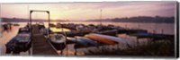 Framed Boats in a lake at sunset, Lake Champlain, Vermont, USA