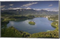 Framed High angle view of a lake, Lake Bled, Julian Alps, Bled, Gorenjska, Slovenia