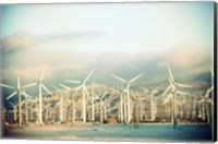 Framed Wind turbines with mountains in the background, Palm Springs, Riverside County, California, USA