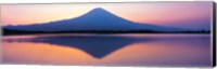 Framed Mt Fuji reflection in a lake, Shizuoka Japan