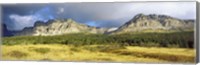 Framed Clouds over mountains, Many Glacier valley, US Glacier National Park, Montana, USA