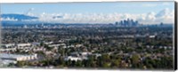 Framed City with mountain range in the background, Mid-Wilshire, Los Angeles, California, USA