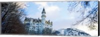 Framed Low angle view of the Neuschwanstein Castle in winter, Bavaria, Germany
