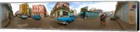 Framed 360 degree view of street scene, Havana, Cuba