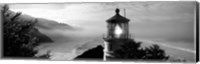 Framed Heceta Head Lighthouse in Black and White, Oregon