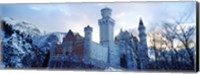 Framed Neuschwanstein Castle in winter, Bavaria, Germany