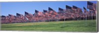 Framed American flags in memory of 9/11, Pepperdine University, Malibu, California