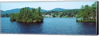 Framed Wooded island, Lake George, New York State, USA