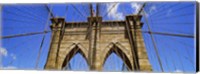 Framed Low angle view of a suspension bridge, Brooklyn Bridge, New York City, New York State, USA