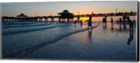 Framed Pier at sunset, Fort Myers Beach, Estero Island, Lee County, Florida, USA