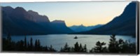 Framed Sunset over St. Mary Lake with Wild Goose Island, US Glacier National Park, Montana, USA