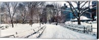 Framed Snow covered park, Union Square, Manhattan, New York City, New York State, USA