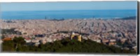 Framed Aerial View of Barcelona and Mediterranean, Spain