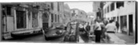 Framed Buildings along a canal, Grand Canal, Rio Di Palazzo, Venice, Italy (black and white)