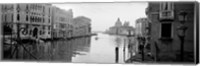 Framed Buildings along a canal, view from Ponte dell'Accademia, Grand Canal, Venice, Italy (black and white)