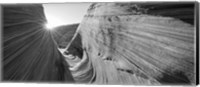 Framed Sandstone rock formations in black and white, The Wave, Coyote Buttes, Utah, USA