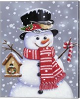 Framed 'Snowman With Tophat' border=