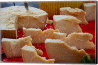 Framed Cheese for sale at weekly market, Arles, Bouches-Du-Rhone, Provence-Alpes-Cote d'Azur, France