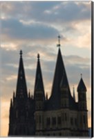 Framed Great Saint Martin Church and Cologne Cathedral, North Rhine Westphalia, Germany