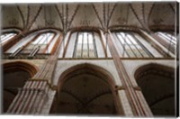 Framed Interiors of a gothic church, St. Mary's Church, Lubeck, Schleswig-Holstein, Germany