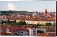 Framed High angle view of buildings along a river, Main River, Wurzburg, Lower Franconia, Bavaria, Germany