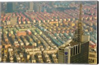 Framed Aerial view of housing, Shanghai, China