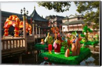 Framed Garden decorations by Mid-Lake Pavilion Teahouse, Yu Yuan Gardens, Shanghai, China