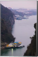 Framed Ferries at anchor, Yangtze River, Yichang, Hubei Province, China