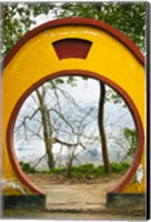 Framed Archway with trees in the background, Mingshan, Fengdu Ghost City, Fengdu, Yangtze River, Chongqing Province, China