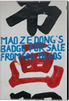 Framed Close-up of a store sign for selling Chairman Mao badges, Old Town, Dali, Yunnan Province, China