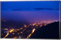 Framed Elevated view of a Town viewed from Mont St-Cyr at dawn, Cahors, Lot, Midi-Pyrenees, France