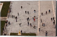 Framed Aerial view of tourists viewed from Notre Dame Cathedral, Paris, Ile-de-France, France