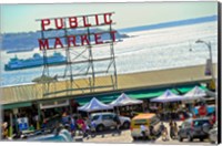 Framed People in a public market, Pike Place Market, Seattle, Washington State, USA