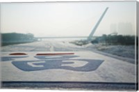 Framed Songhuajiang Highway Bridge across the frozen Songhua River, Harbin, China